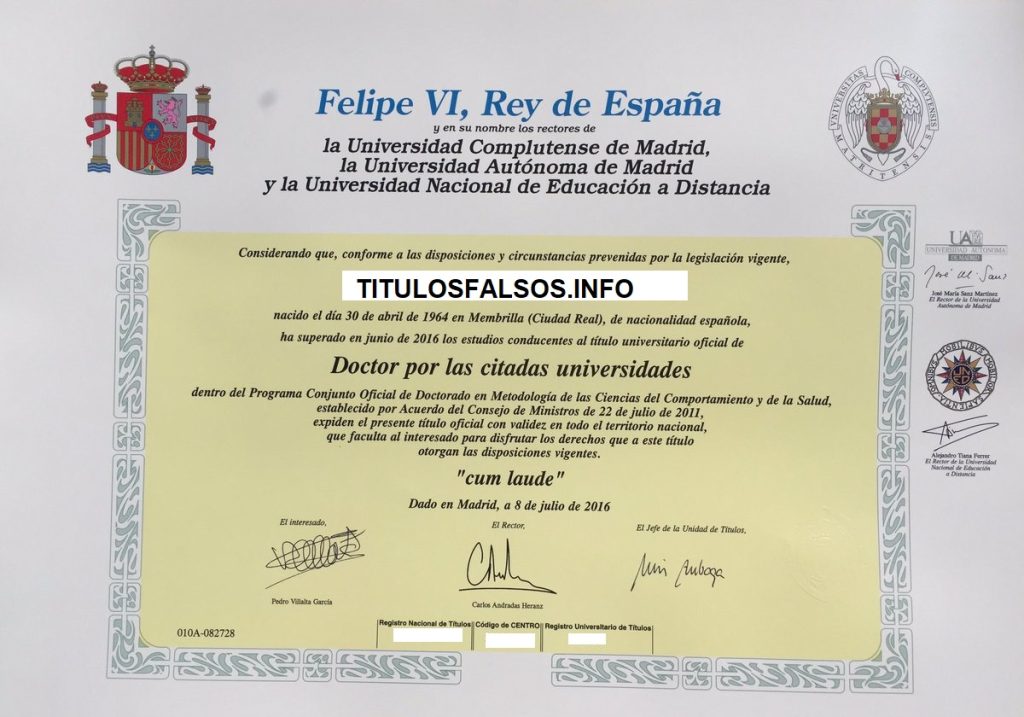 VENDO DIPLOMAS FALSOS EN ESPANA